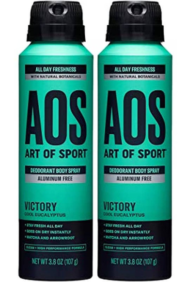2 Pack Lot AOS Art of Sport Victory Cool Eucalyptus Deodorant Body Spray - Picture 1 of 1